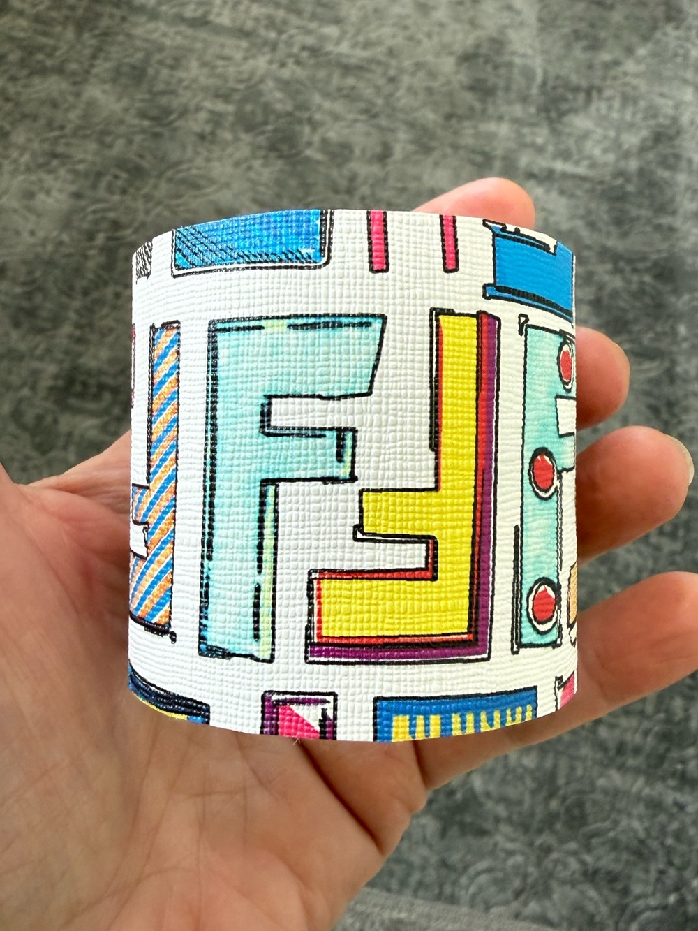 FENDI UPCYCLED Colorblock Graphic Graffiti Cuff Bracelet REPURPOSED LUXURY
